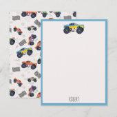 Kleurrijke Monster Trucks Racing Kinder aangepaste Notitiekaartje (Voorkant / Achterkant)