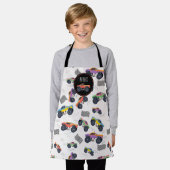 Kleurrijke Monster Trucks Racing Kinder aangepaste Schort (Gedragen)