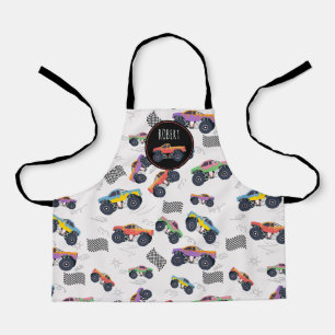 Kleurrijke Monster Trucks Racing Kinder aangepaste Schort
