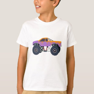Kleurrijke Monster Trucks Racing Kinder Paarse T-shirt