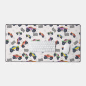 Kleurrijke Monster Trucks Racing Kinder Patroon Bureaumat (Keyboard & Muis)
