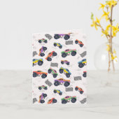 Kleurrijke Monster Trucks Racing Kinder Patroon Kaart (Gele Bloem)