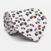 Kleurrijke Monster Trucks Racing Kinder Patroon Stropdas (Opgerold)