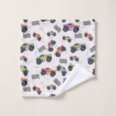 Kleurrijke Monster Trucks Racing Patroon Bad Handdoek (Wasdoekje)
