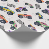 Kleurrijke Monster Trucks Racing Patroon Cadeaupapier (Hoek)