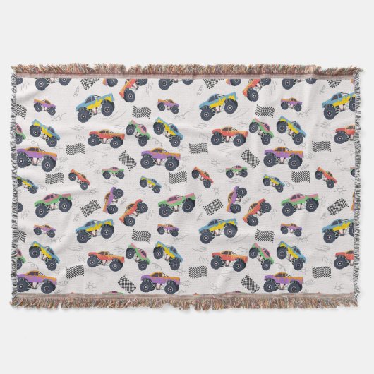 Kleurrijke Monster Trucks Racing Patroon Deken (Voorkant)