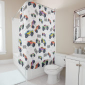 Kleurrijke Monster Trucks Racing Patroon Douchegordijn (In situ)