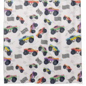 Kleurrijke Monster Trucks Racing Patroon Douchegordijn (Voorkant)