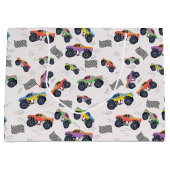 Kleurrijke Monster Trucks Racing Patroon Groot Cadeauzakje (Voorkant)