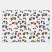 Kleurrijke Monster Trucks Racing Patroon Inpakpapier Vel (Voorkant 3)