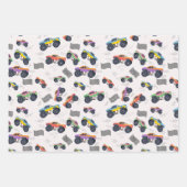 Kleurrijke Monster Trucks Racing Patroon Inpakpapier Vel (Voorkant)
