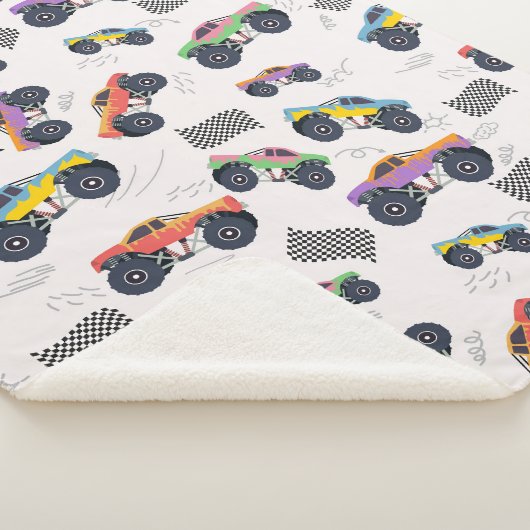 Kleurrijke Monster Trucks Racing Patroon Sherpa Deken (3/4)