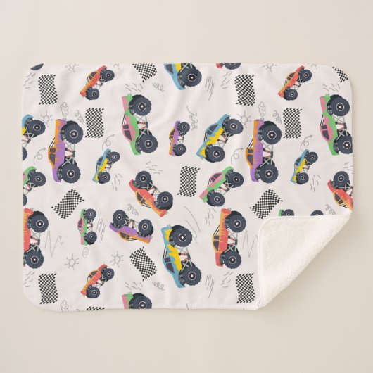 Kleurrijke Monster Trucks Racing Patroon Sherpa Deken (Voorkant (horizontaal))