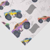 Kleurrijke Monster Trucks Racing Patroon Tissuepapier (Detail)