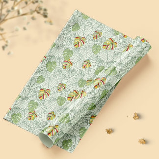 Kleurrijke Monstera bladeren Oerwoud inpakpapier