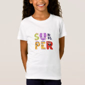 Kleurrijke monsterbelettering | Super Kinder vormg T-shirt (Voorkant)