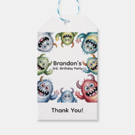 Kleurrijke Monsters 3e. Verjaardagsfeest Bedankt Cadeaulabel