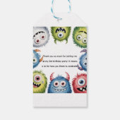 Kleurrijke Monsters 3e. Verjaardagsfeest Bedankt Cadeaulabel (Achterkant)