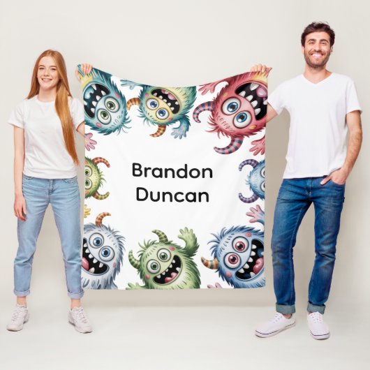 Kleurrijke Monsters 3e. verjaardagsfeestje cadeau Fleece Deken (In situ)