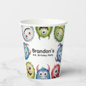 Kleurrijke Monsters 3e. verjaardagsfeestje Papieren Bekers (Achterkant)