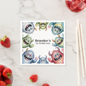 Kleurrijke Monsters 3e. verjaardagsfeestje Servet (Insitu)