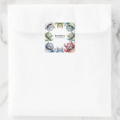 Kleurrijke Monsters 3e. verjaardagsfeestje Vierkante Sticker (Tas)