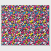 Kleurrijke Monsters en Skulls Kinder Halloween Cadeaupapier (Vlak)