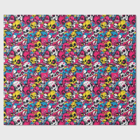 Kleurrijke Monsters en Skulls Kinder Halloween Cadeaupapier (Vlak)