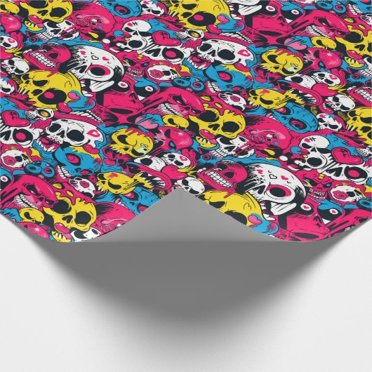 Kleurrijke Monsters en Skulls Kinder Halloween Cadeaupapier (Hoek)