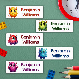 Kleurrijke Monsters School Kinderopvang Kamp Naam Labels