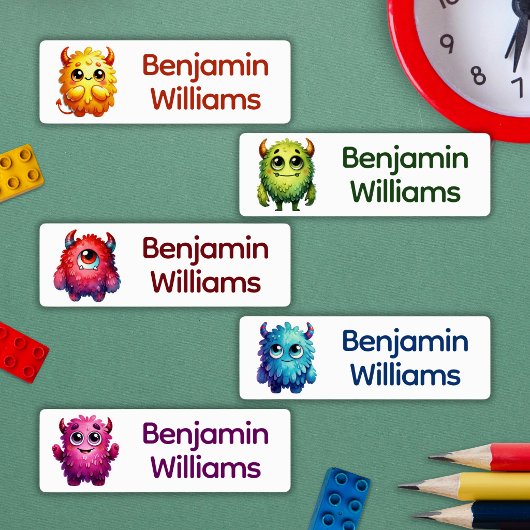 Kleurrijke Monsters School Kinderopvang Kamp Naam Labels