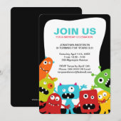 Kleurrijke monsters - Uitnodiging voor verjaardags (Voorkant / Achterkant)