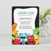 Kleurrijke monsters - Uitnodiging voor verjaardags (Staand voorkant)