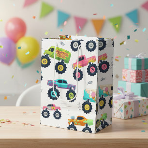 Kleurrijke Monstertrucks Aquarel Medium Cadeauzakje