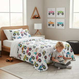 Kleurrijke Monstertrucks Kinderkamer Cadeau Fleece Deken