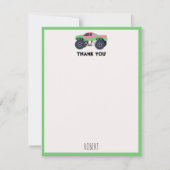 Kleurrijke Monstertrucks Racende Kinderen Aangepas Bedankkaart (Voorkant)