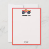 Kleurrijke Monstertrucks Racende Kinderen Aangepas Bedankkaart (Voorkant)