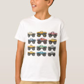 Kleurrijke Monstertrucks Raster Kinderen T-shirt (Voorkant)
