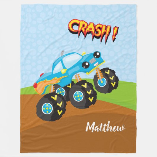 Kleurrijke monsterwagen fleece deken (Voorkant)