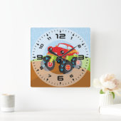 Kleurrijke monsterwagen vierkante klok (Huis)