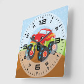 Kleurrijke monsterwagen vierkante klok (Hoek)