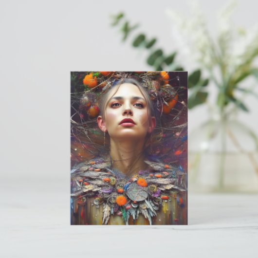 Kleurrijke mooie AI gegenereerde vrouw Briefkaart (Staand voorkant)