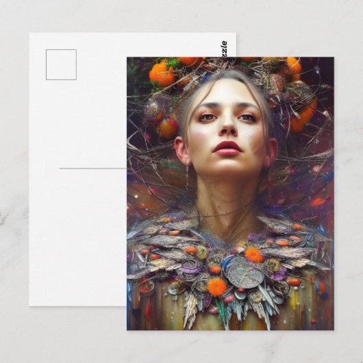 Kleurrijke mooie AI gegenereerde vrouw Briefkaart (Voorkant / Achterkant)