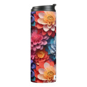 Kleurrijke mooie bloemen gepersonaliseerde naam thermosbeker (Gedraaid links)