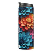 Kleurrijke mooie bloemen gepersonaliseerde naam thermosbeker (Geroteerd rechts)