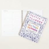 Kleurrijke Mooie Bloemige Aangepaste Naam Planner (Display)