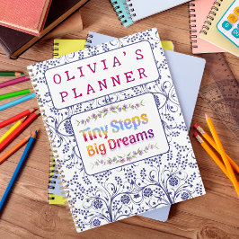 Kleurrijke Mooie Bloemige Aangepaste Naam Planner