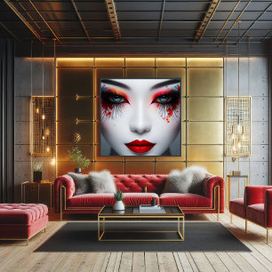 Kleurrijke mooie gezichtsmake-up ogen poster