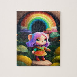 Kleurrijke Mooie Kleine Schattige Elf Meisje Legpuzzel