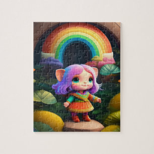 Kleurrijke Mooie Kleine Schattige Elf Meisje Legpuzzel